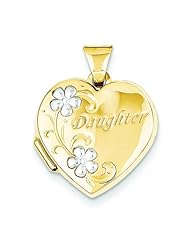 14K Two Tone Gold Daughter Heart Locket Jewelry New