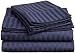 Egyptian Cotton 300 Thread Count Queen Waterbed Sheet Set Stripe, Navy Blue