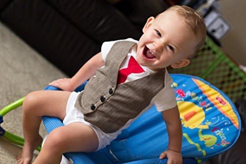 Tie Onesie Vest - The Michael Vest 3M Long Sleeve White/Grey/Red