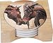 CounterArt Horse Kiss Design Round Absorbent Coasters in Wooden Holder, Set of 4
