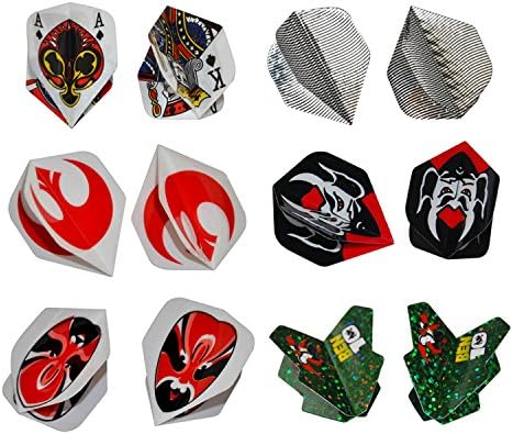 12 Set (36pcs) Standard Wide Size Polyester Dart Flights PVC Flights 6 Pattern Mixed