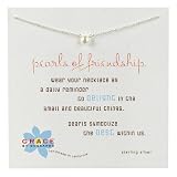 White Pearl Sterling Silver Chain Pearls of Friendship Necklace - 16"