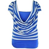Blue Striped Junior Plus Short Sleeve Shirt