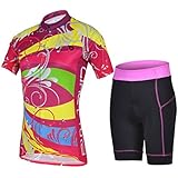 Baleaf Women's Short Sleeve Cycling Jersey 3D Padded and Shorts Set