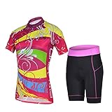 Baleaf Women's Short Sleeve Cycling Jersey 3D Padded and Shorts Set