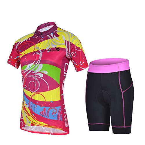 Baleaf Women's Short Sleeve Cycling Jersey 3D Padded and Shorts Set