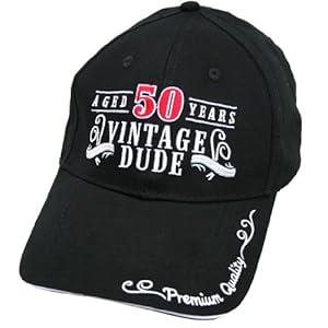 Laid Back 50th Birthday Vintage Dude Hat, Adjustable, Black