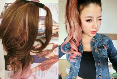 X&Y ANGEL New Fashion Two Tone 22'' Curly Highlights Ponytail Hair Extension Hairpiece Wig for Women H001