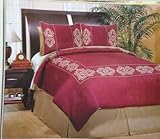 7pc Burgundy quality men made silk comforter set, Queen