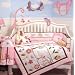 SoHo Pink Summer Bird Songs Crib Nursery Bedding Set 10 pcs **Reversible Into Morden Pink & Brown Polka Dot Designs !**