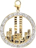 14k Gold Diamond NYC World Trade Center Skyline Charm (1/10 cttw)