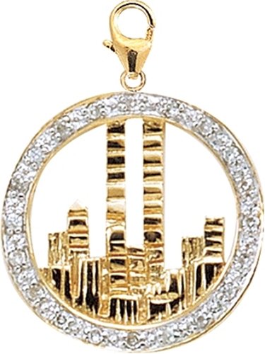 Childrens Toyshop  Jewelry : 14k Gold Diamond NYC World Trade Center Skyline Charm (1/10 cttw)