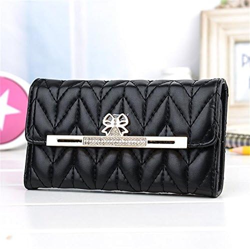 (Case for Galaxy Note 3/N9000) Bon Venu Luxury Diamond wire Shining crystal bowknot with Card Wallet PU leather bag case skin cover shell for Samsung Galaxy Note3 N9000 case +Screen Protector (Black)