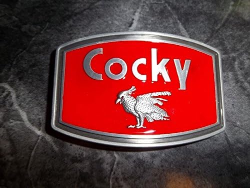 Cocky Belt Buckle Full Metal Red enamel and pewter finish