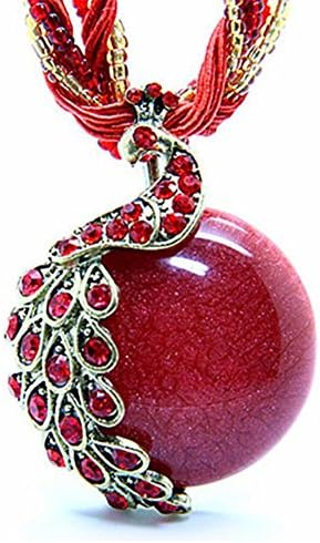 Kaariag Punkin® Vintage Bohemia Style Cat Eye Stone Fashion Necklace (Red)