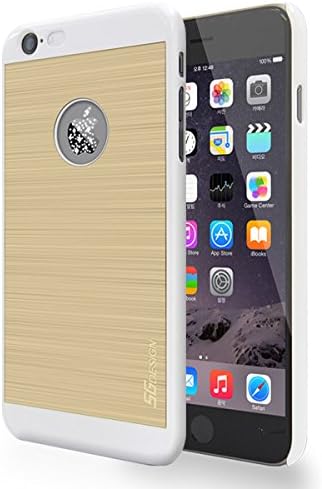 SG Design iPhone6 Plus Case, Lighting Alu Series for iPhone 6 Plus [ 5.5-Inch] Dual Layer with Brushed Metal Style Shell White - Gold
