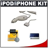 CTA Car Charger + Accessory Kit for Apple iPhone, touch, classic, mini, nano and photo/video iPods (with full-size dock connector)