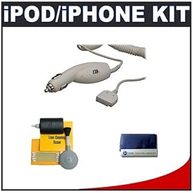 CTA Car Charger + Accessory Kit for Apple iPhone, touch, classic, mini, nano and photo... by CTA