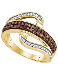 0.33CTW COGNAC DIAMOND MICRO-PAVE RING