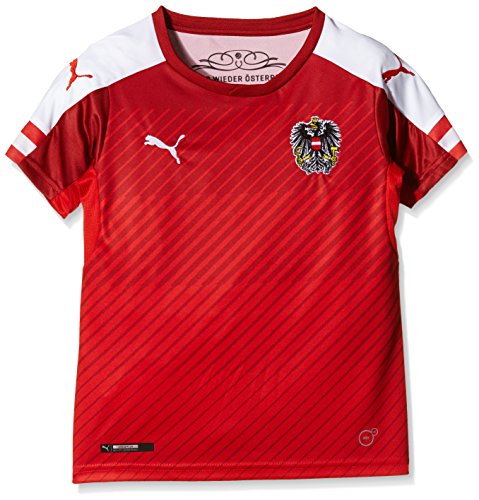 PUMA Kinder Trikot Austria Home Replica Shirt, Red/White, 140, 748685 01