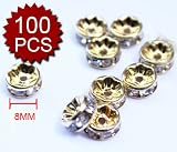 Gold Plated Czech Crystal 8mm Spacer Beads Wholesales Jewelry Making (Price/100pcs)