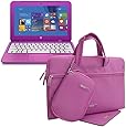 Evecase HP Stream 11 Waterproof Extra Padded Carrying Pouch Bag with Mouse pad and Matching Accessories Case for HP Stream 11 11-d010nr Notebook 11.6 inch ultrabook laptop - Purple