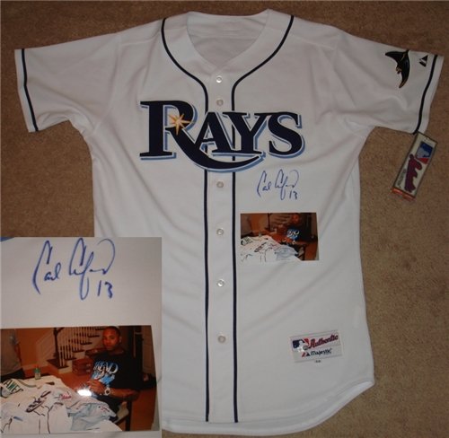 Carl Crawford Autographed/Hand Signed Tampa Bay Rays Authentic Jersey
