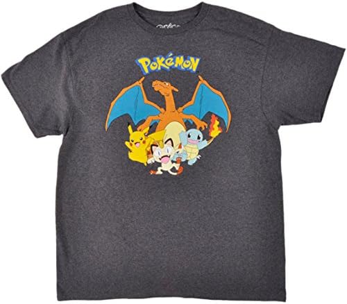 Pokemon Tee Shirt Mens Short Sleeve Charcoal Large