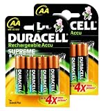Duracell Rechargeable Accu Supreme 2450 mAh AA Batteries - 8-Pack