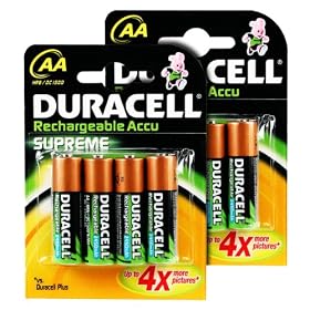 Duracell Rechargeable Accu Supreme 2450 mAh AA Batteries - 8-Pack