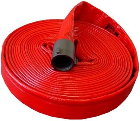 Key Fire Pro Flow Fire Hose, Red, 2-1/2" ID, 50 feet, 750 PSI Burst Pressure, M x F NST Aluminum Connectors