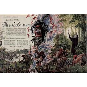 FOLKLORE OF AMERICA III: Eerie tales told by The Colonists, "How Marquette Overcame Manitou." Paintings for LIFE by JAMES LEWICKI. ..... 1960 LIFE Magazine Article, A4413A.