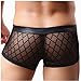 Cczmfeas Mens Mesh Sheer Breathable Underwear Boxer Briefs Trunks Underpants 3 Pack (Black, Large)