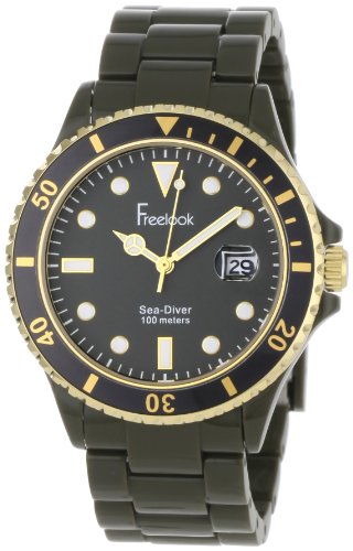 Freelook Men's HA1438-8 Sea Diver Military Green with Black Bezel Watch