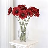 Gerber Daisy Silk Flower Stems - Crimson Set of 6