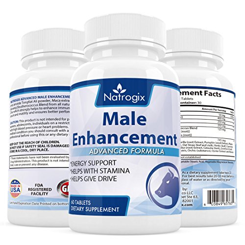 Natrogix Male Enhancement & Testosterone Booster Pills - Tongkat Ali Powder, Maca Extract, Zinc w/ Proprietary Formula to Increase Male Energy Level, Sex Drive & Stamina, Made in USA (60 Count).