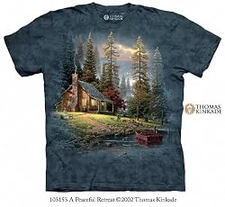 The Mountain Thomas Kinkade A Peaceful Retreat Adult Tee T-shirt