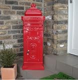 Standbriefkasten Briefkasten Antik-Look Aluguss / Rot