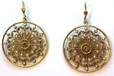 14K Gold Plated Roung Filigree Earrings with Swaroski crystals and Pearls By Catherine Popesco