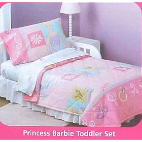 Princess Barbie 4 Pcs Toddler Bed Set by