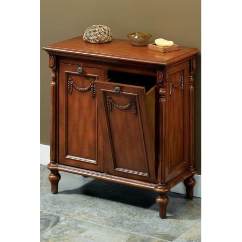Josephine Tiltout Hamper Double Antique Walnut Laundry