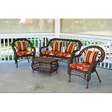 Bond Saratoga 4-Piece Casual Woven Wicker Set, Ruby Color Tone