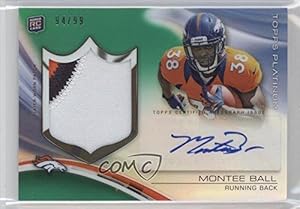Montee Ball #94/99 Denver Broncos (Football Card) 2013 Topps Platinum Autographed Rookie Patch Green Refractor #ARP-MBA