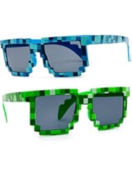 Apparel: 8-Bit Pixel Retro Novelty Gamer Geek / Creeper Costume Sunglasses Adult Size (2 Pack)