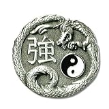 Yin Yang Dragon Pewter Belt Buckle