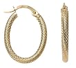 14k Yellow Gold Oval Mesh Hoop Earrings