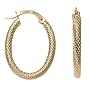 14k Yellow Gold Oval Mesh Hoop Earrings
