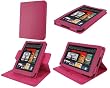 rooCASE Dual-View Multi Angle (Magenta) Genuine Leather Folio Case Cover for Amazon Kindle Fire 7-Inch Android Tablet