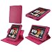 rooCASE Dual-View Multi Angle (Magenta) Genuine Leather Folio Case Cover for Amazon Kindle Fire 7-Inch Android Tablet