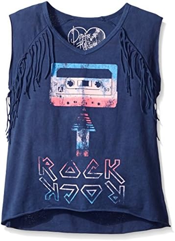 Dirtee Hollywood Girls' Big Girls' Rock Top, Navy, Small